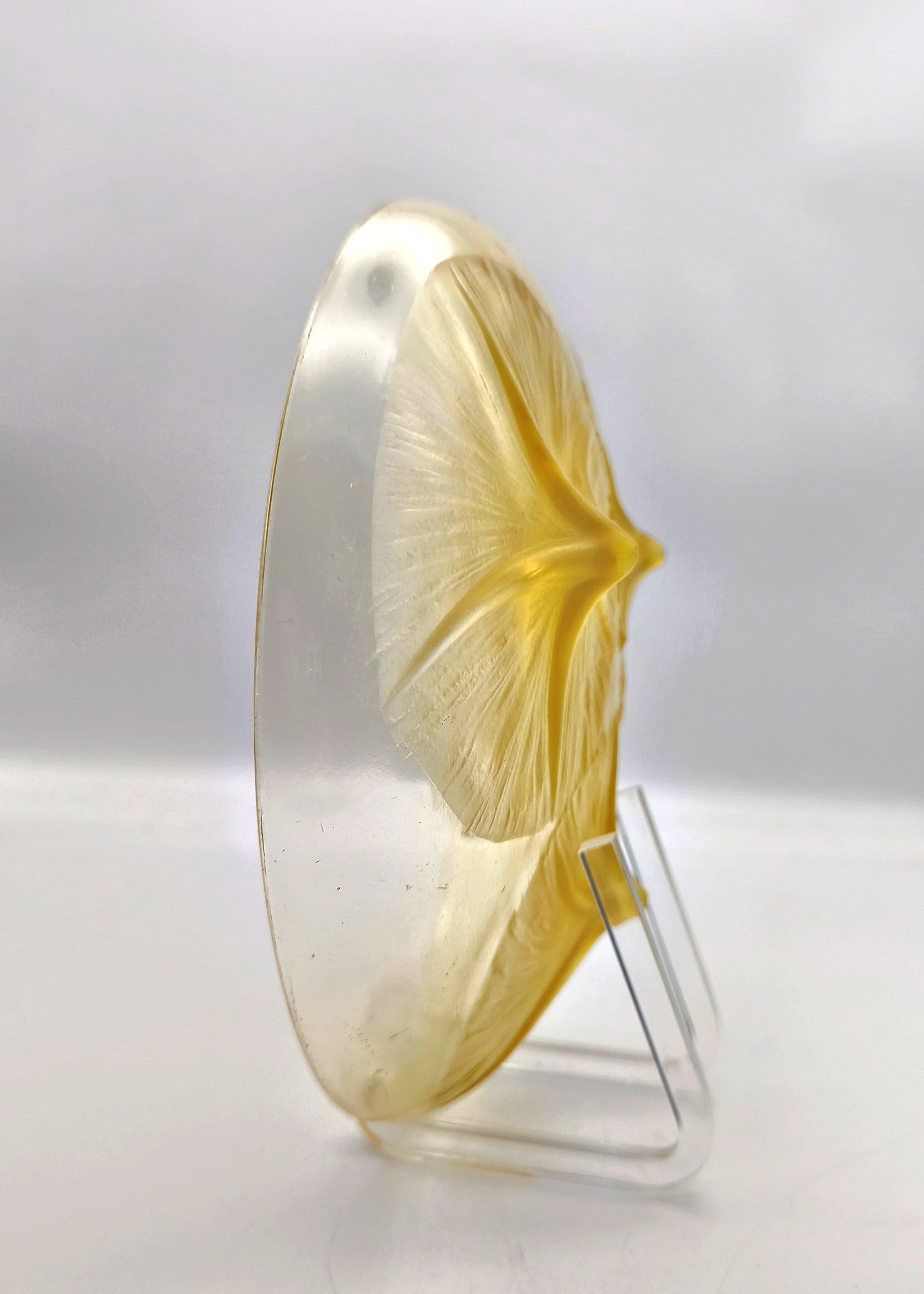 Cuenco de vidrio ámbar y opalescente 