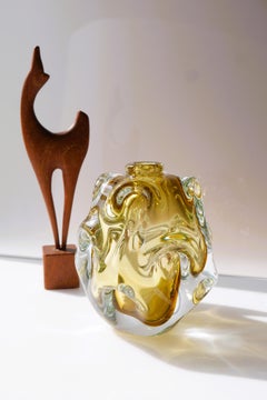 An Amber Colored Glass Vase by Börne Augustsson for Åseda, Sweden