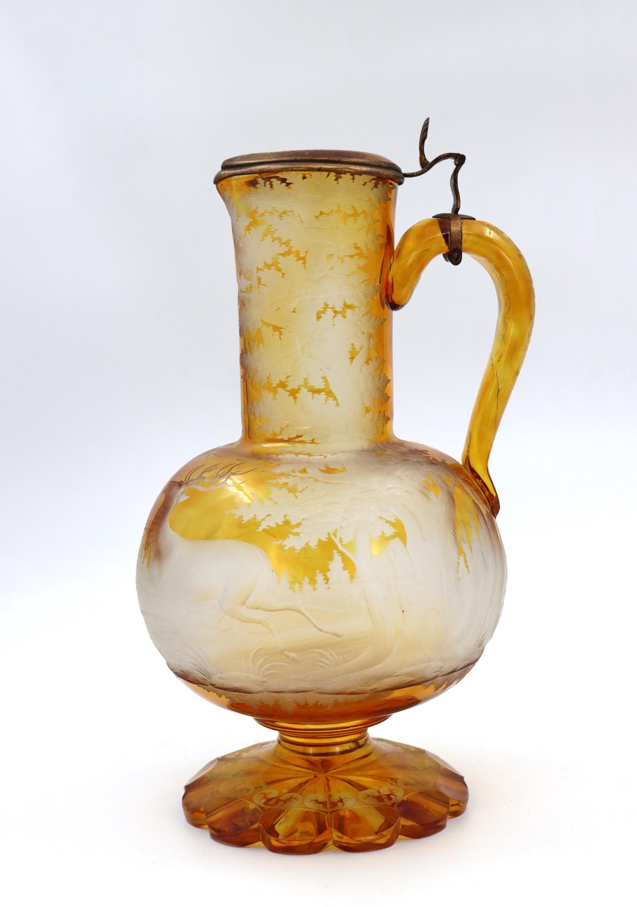 Amber Coloured Bohemian Crystal Ewer 10