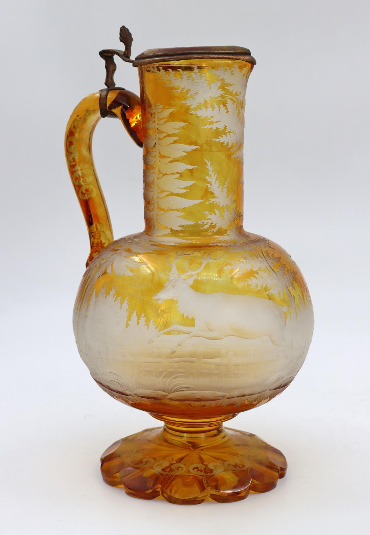 European Amber Coloured Bohemian Crystal Ewer