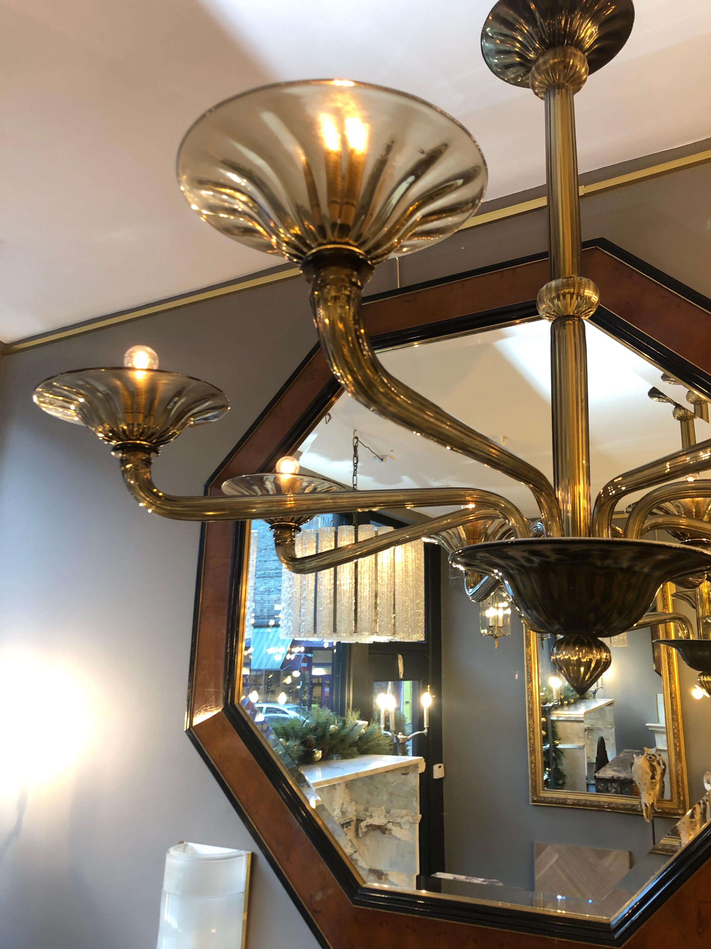 Amber Murano Glass Chandelier In New Condition In London, GB