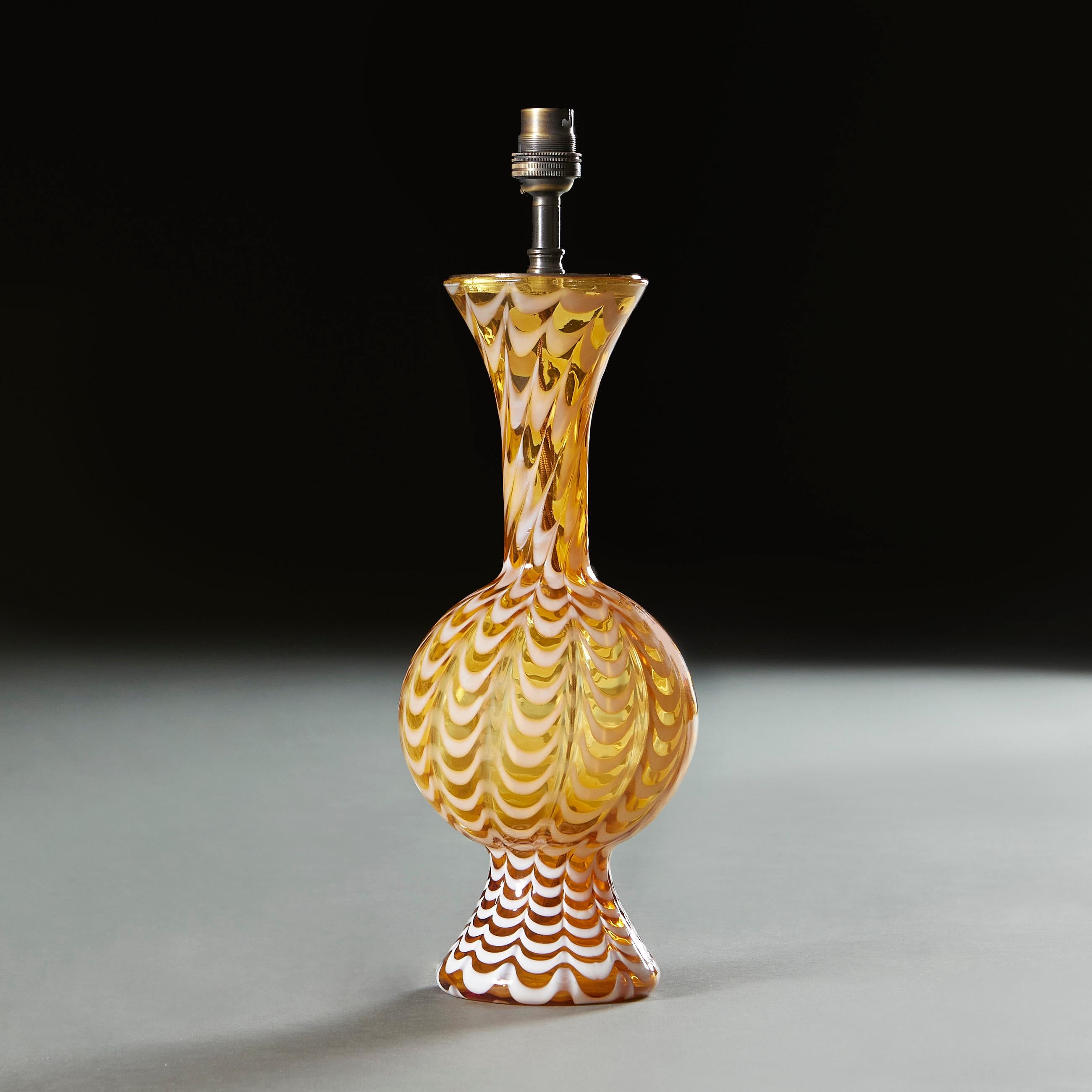 Italian Amber Murano Glass Lamp
