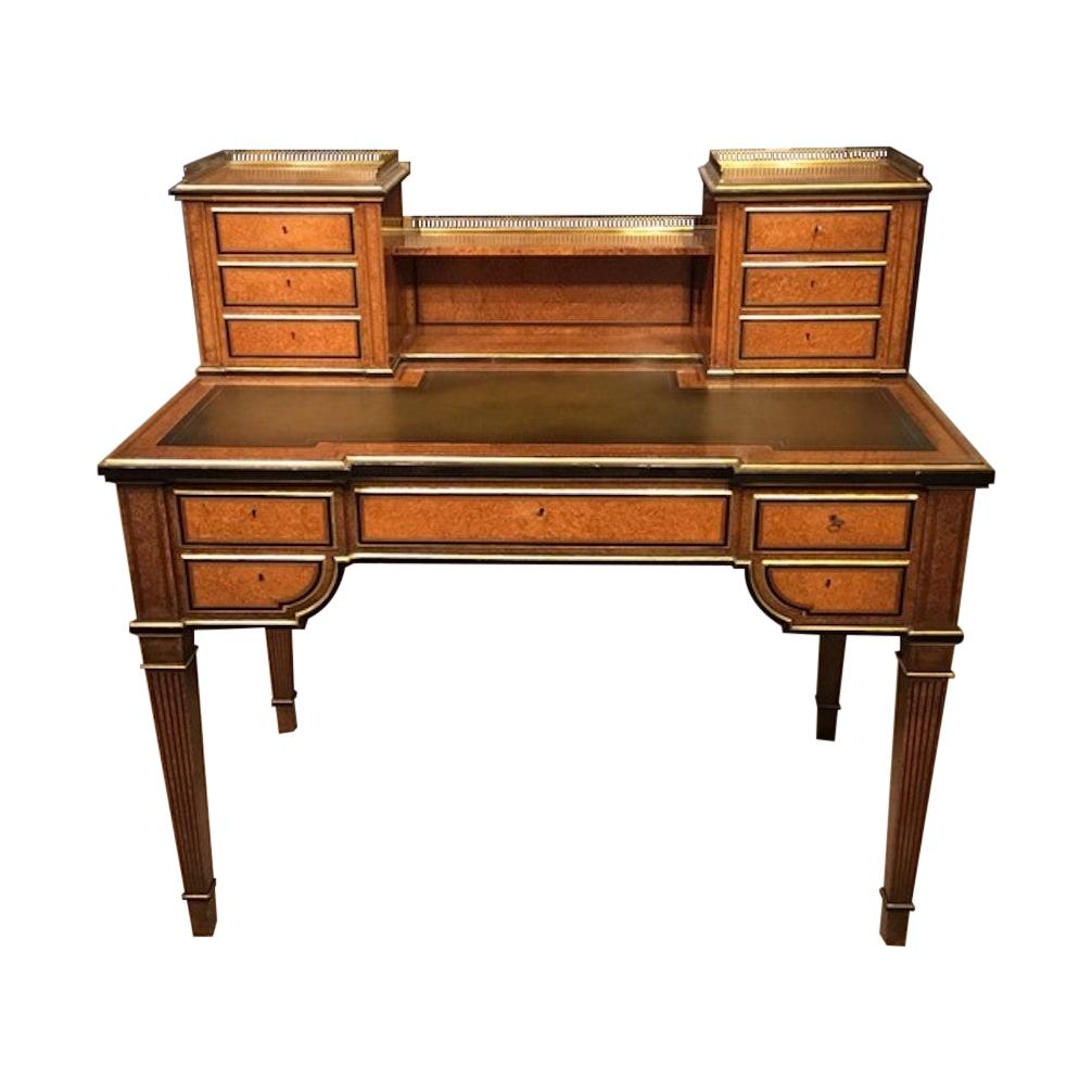 Amboyna, Parcel Gilt and Ebony Victorian Period Antique Writing Desk For Sale
