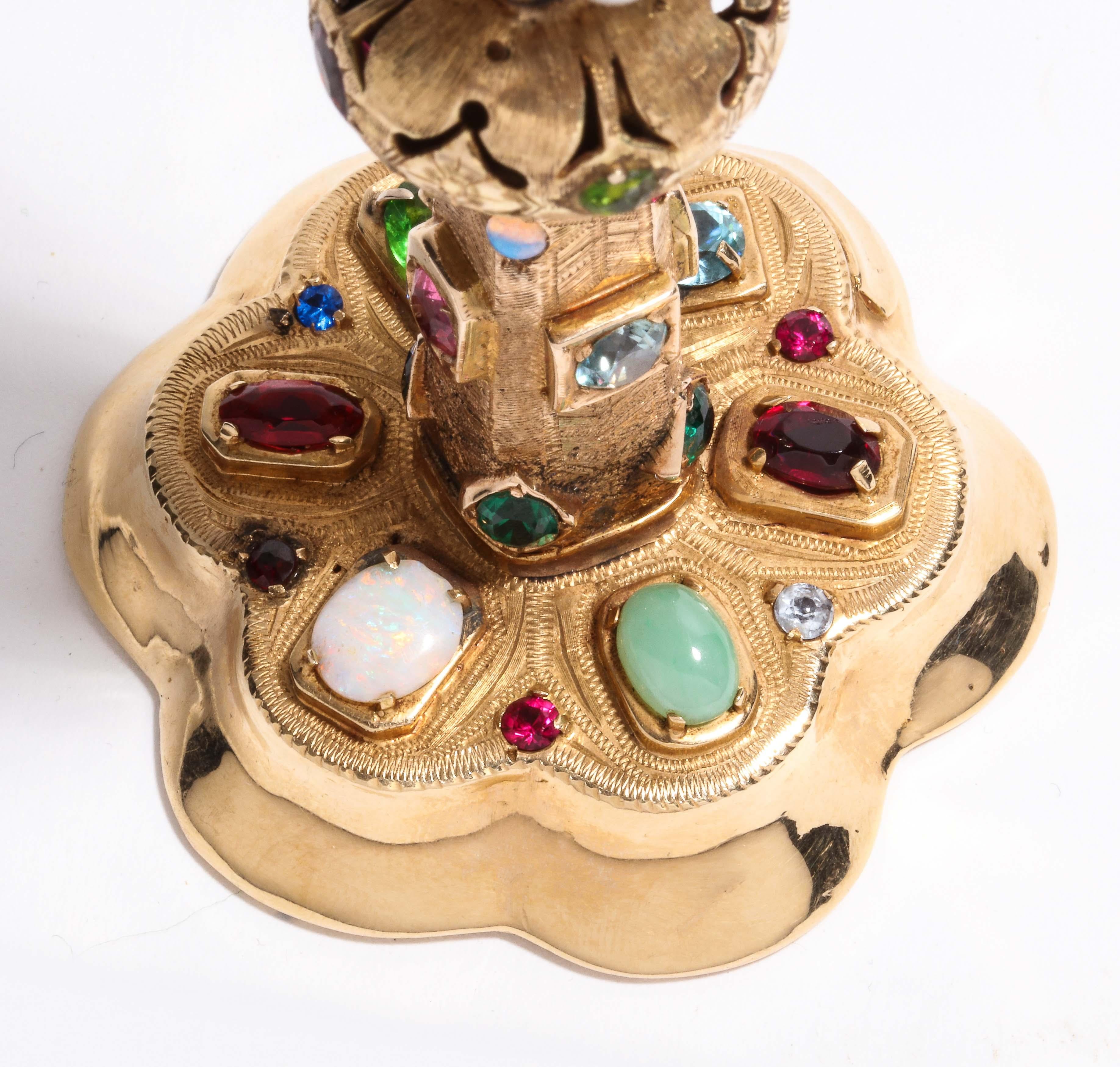 American 14-Karat Yellow Gold and Semi Precious Stone Miniature Chalice Cup 4