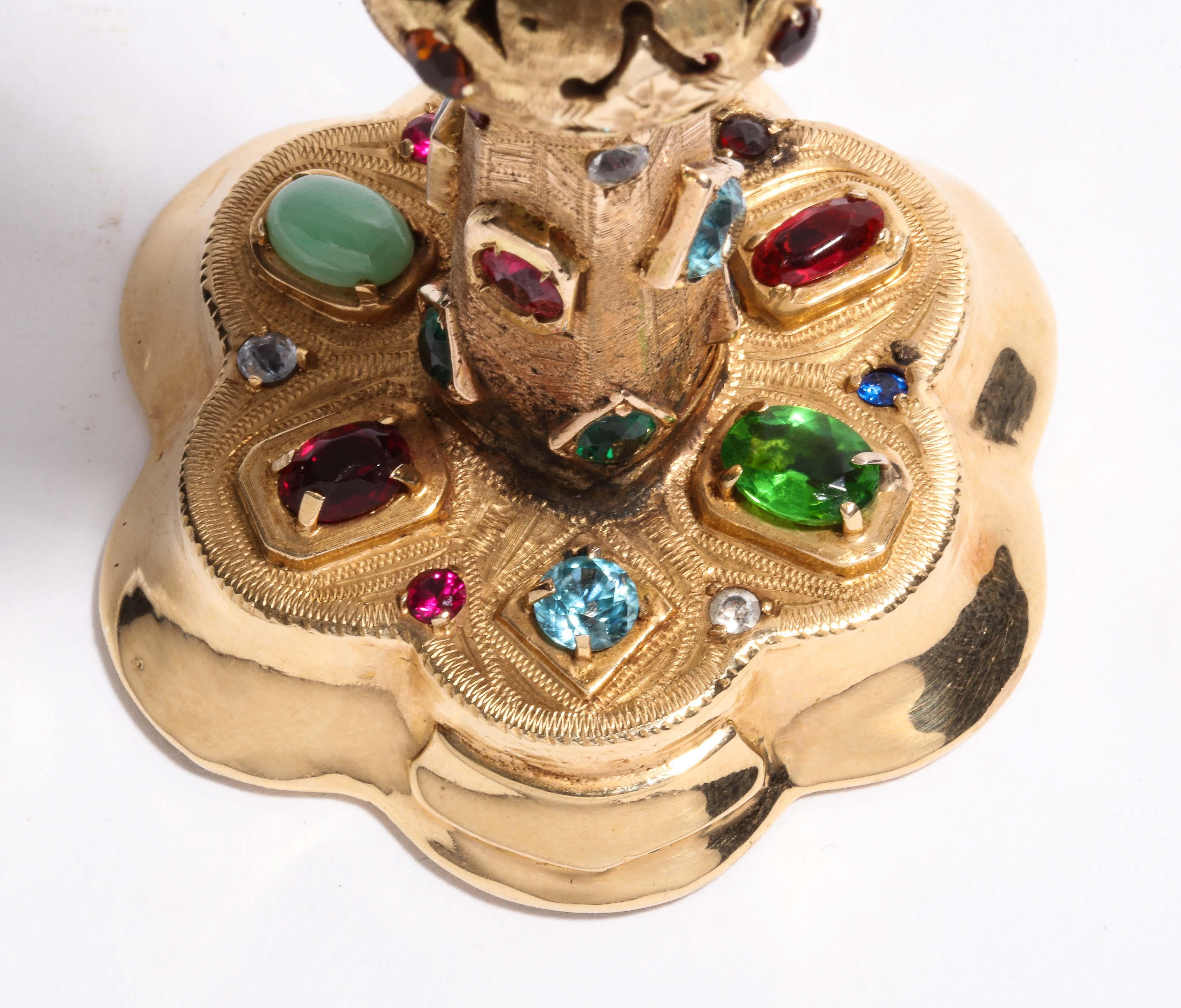 American 14-Karat Yellow Gold and Semi Precious Stone Miniature Chalice Cup 5