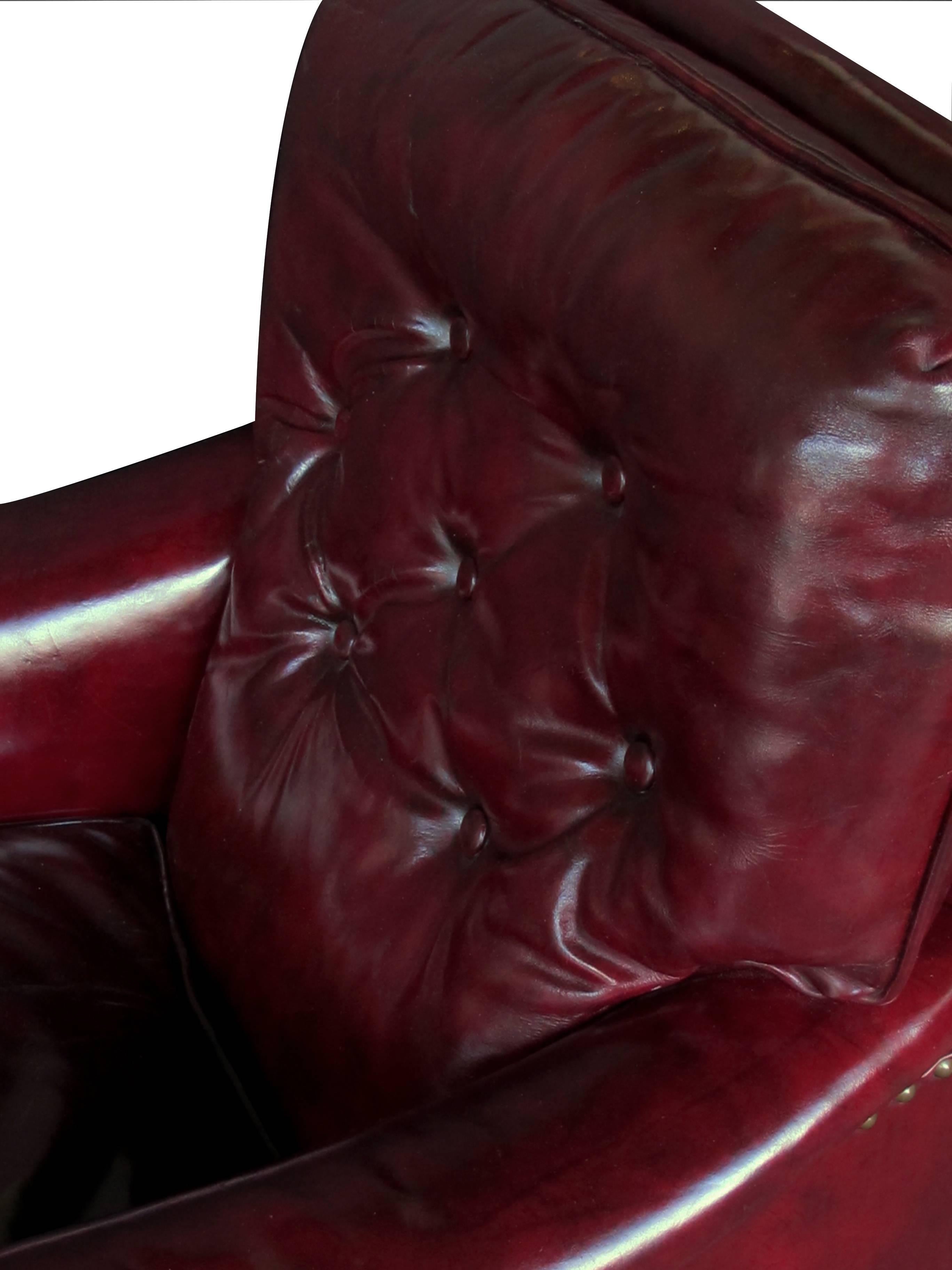 burgundy leather club chair