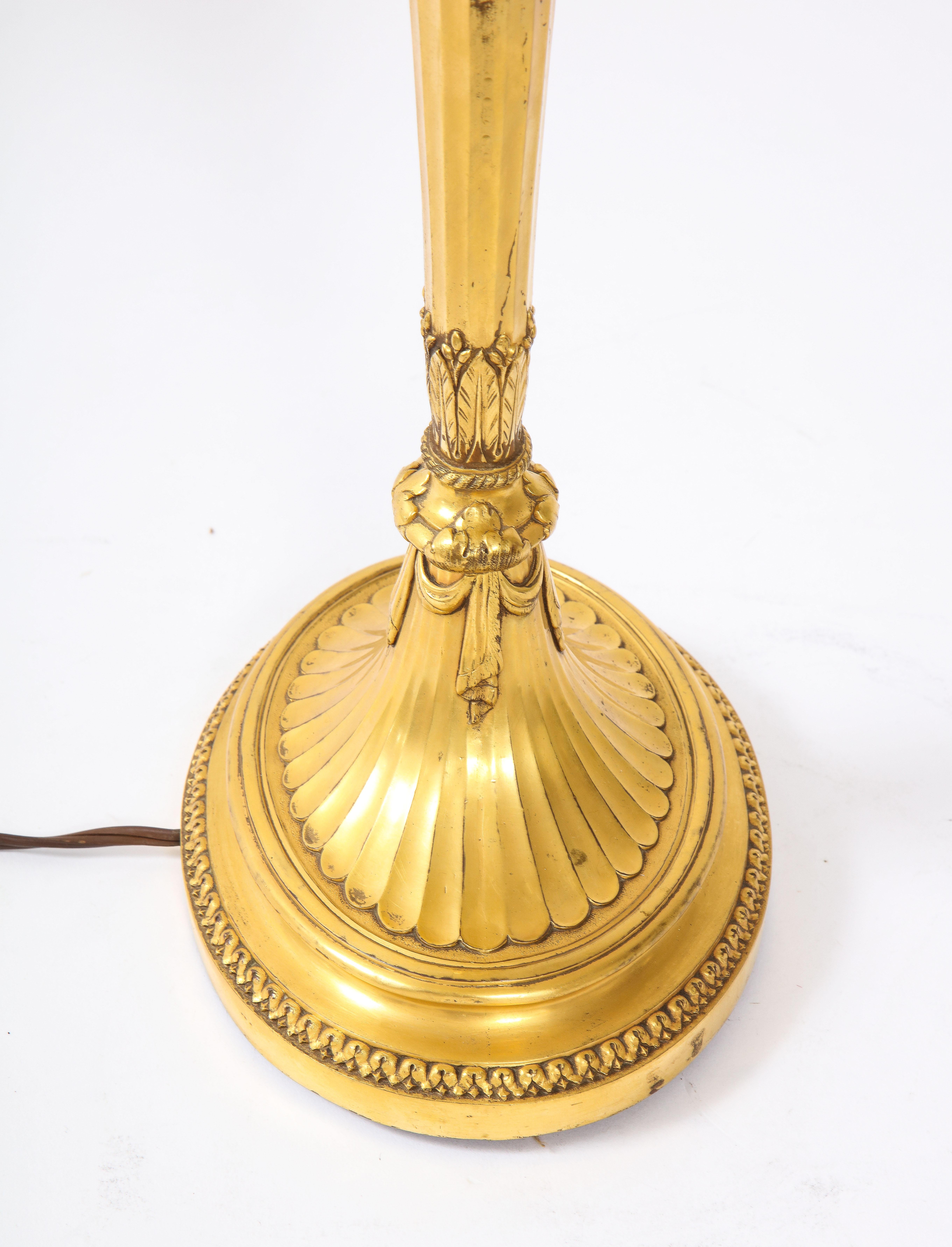American 19th Century Dore Bronze Candlestick Table Lamp, E. F. Caldwell & Co For Sale 4