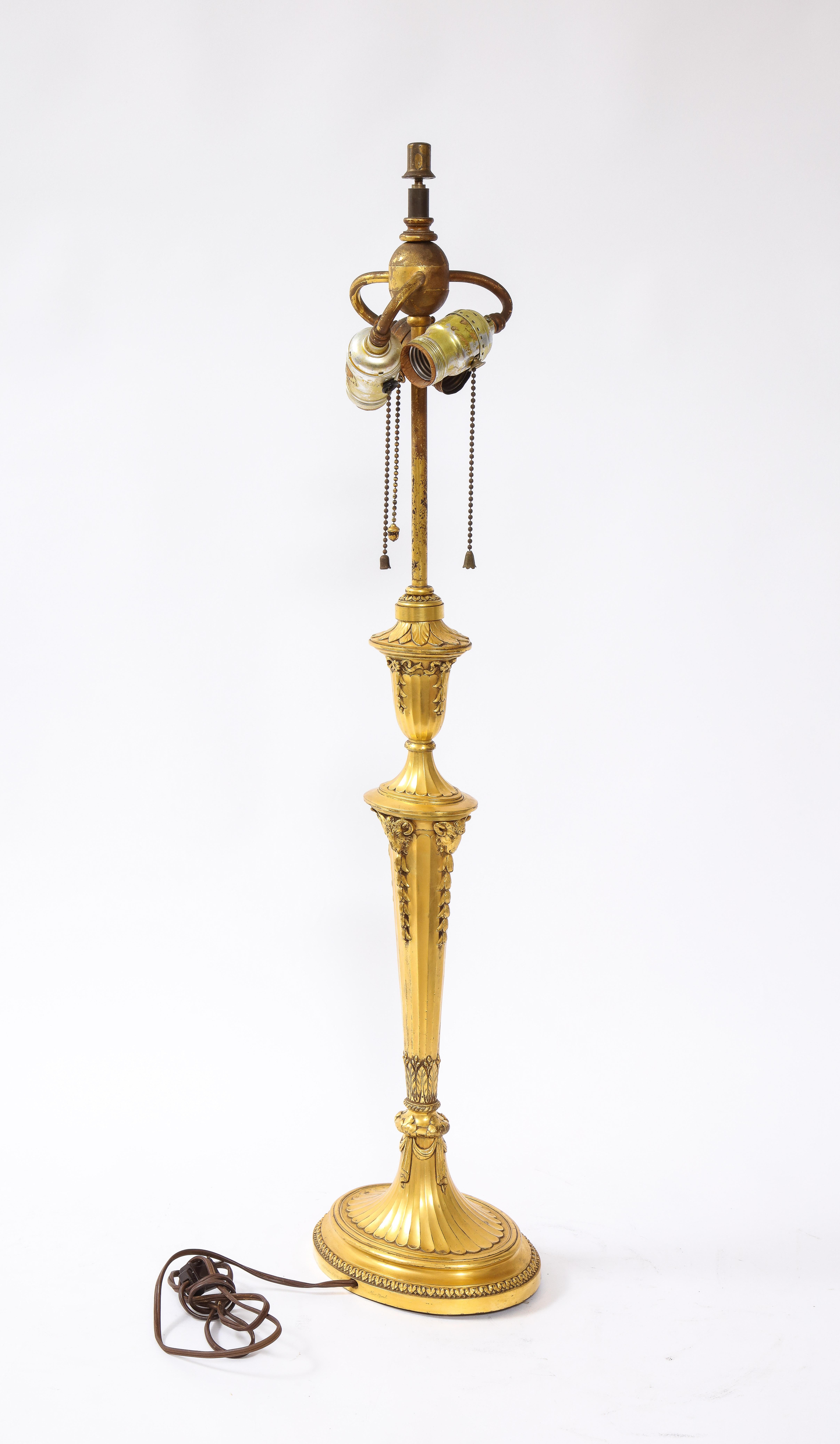 Gilt American 19th Century Dore Bronze Candlestick Table Lamp, E. F. Caldwell & Co For Sale