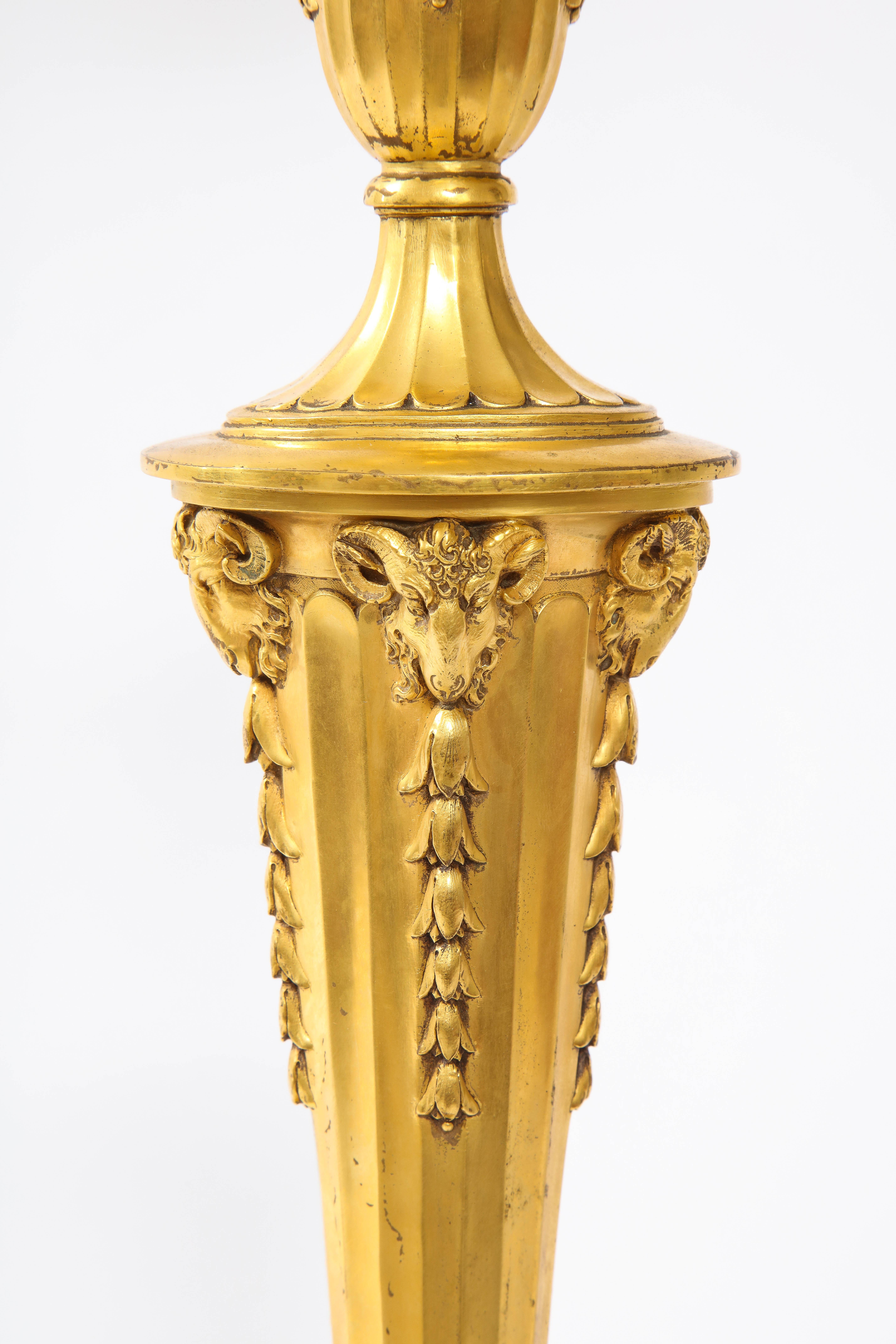 American 19th Century Dore Bronze Candlestick Table Lamp, E. F. Caldwell & Co For Sale 2