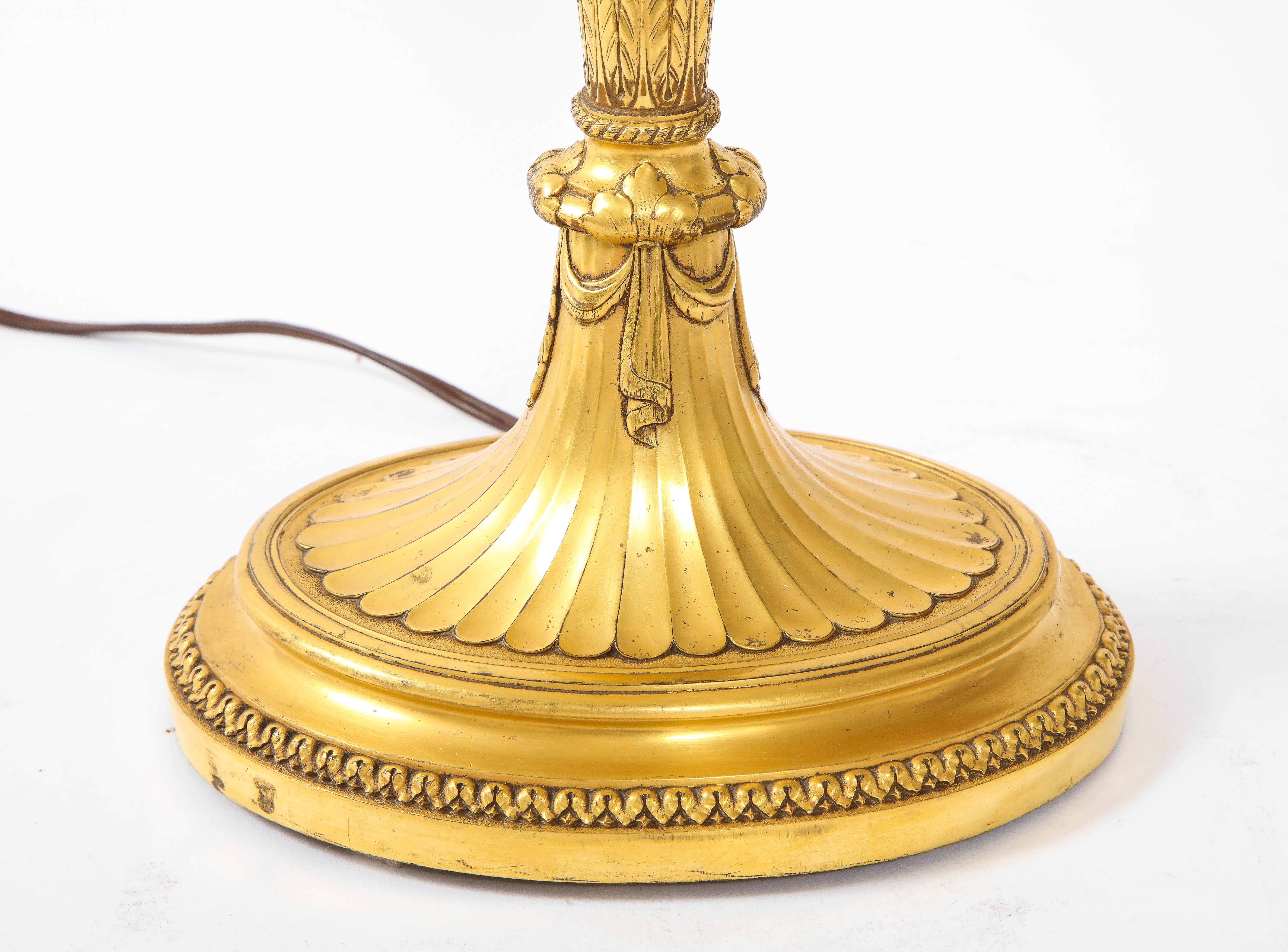 American 19th Century Dore Bronze Candlestick Table Lamp, E. F. Caldwell & Co For Sale 3