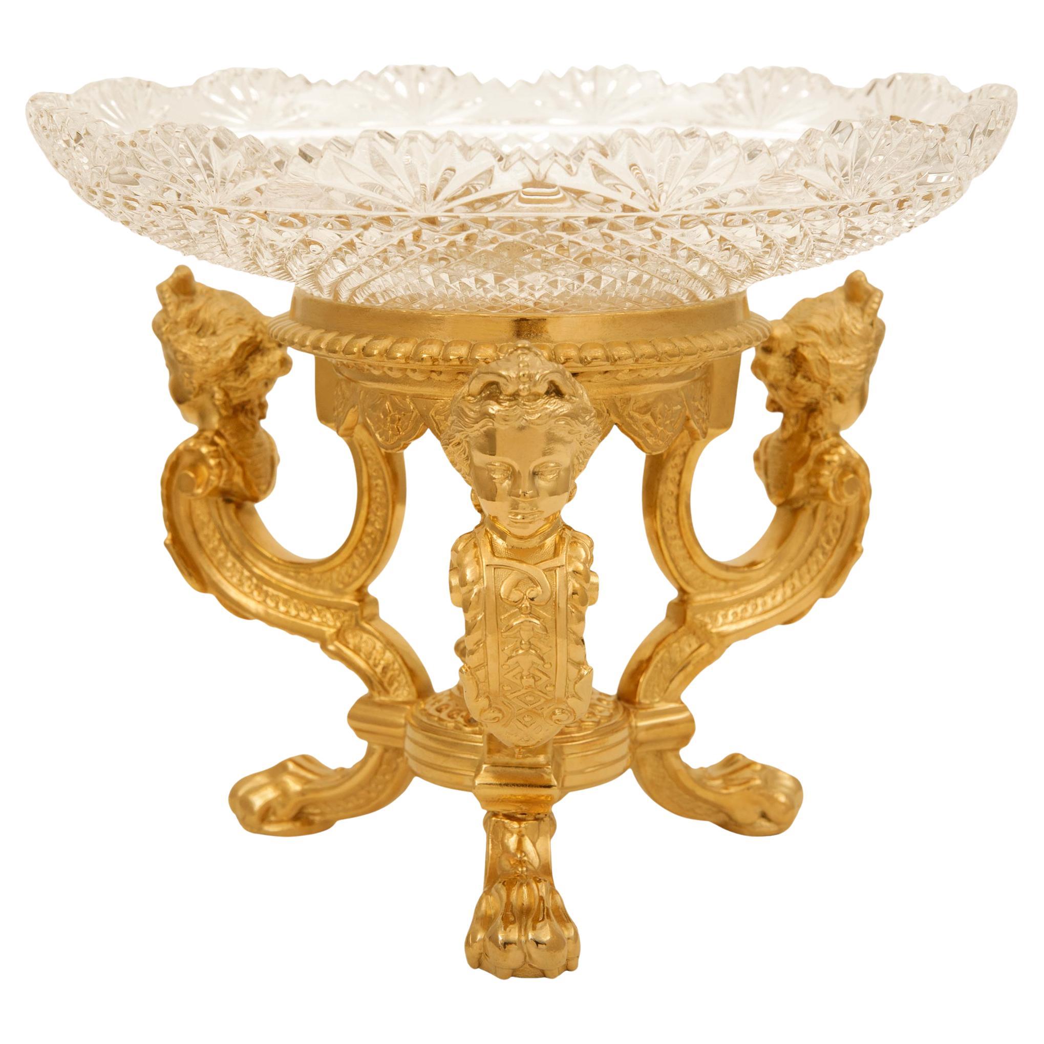 Amerikanischer Tafelaufsatz aus Ormolu und Glas im Stil Louis XVI des 19.