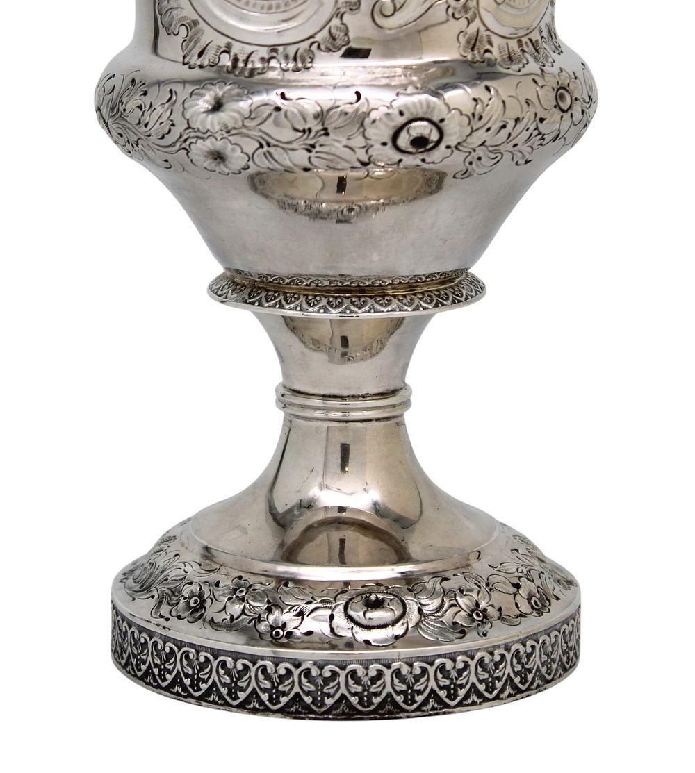 Repoussé An American Antique Coin Silver Goblet by Ball, Tompkins and Black, 19th Century For Sale