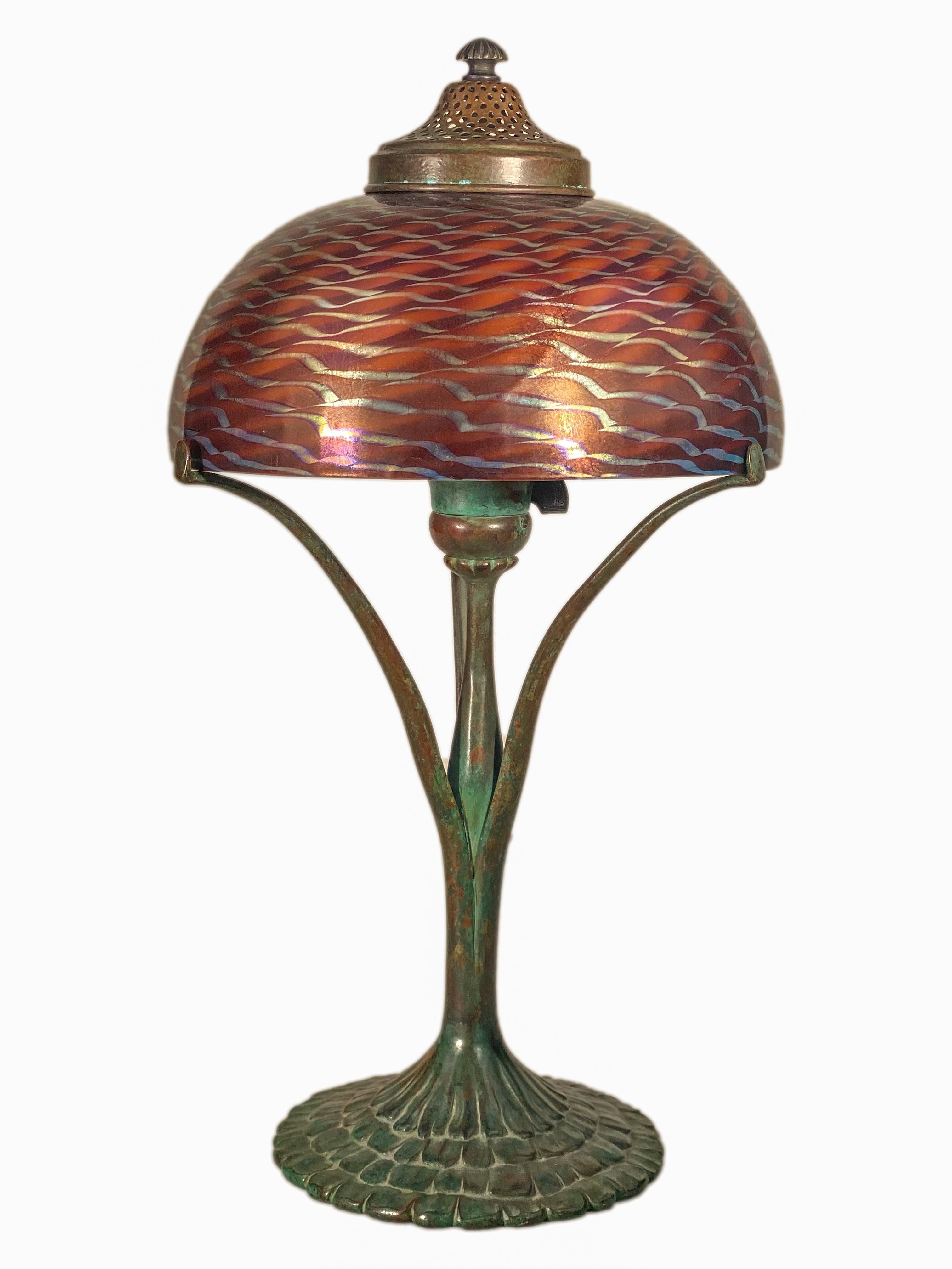 Bronze An American Art Nouveau Damascene Desk Lamp by, Tiffany Studios 