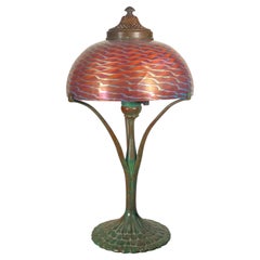 Antique An American Art Nouveau Damascene Desk Lamp by, Tiffany Studios 