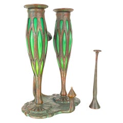 Antique American Art Nouveau Double Night Chamber Candlestick by, Tiffany Studios
