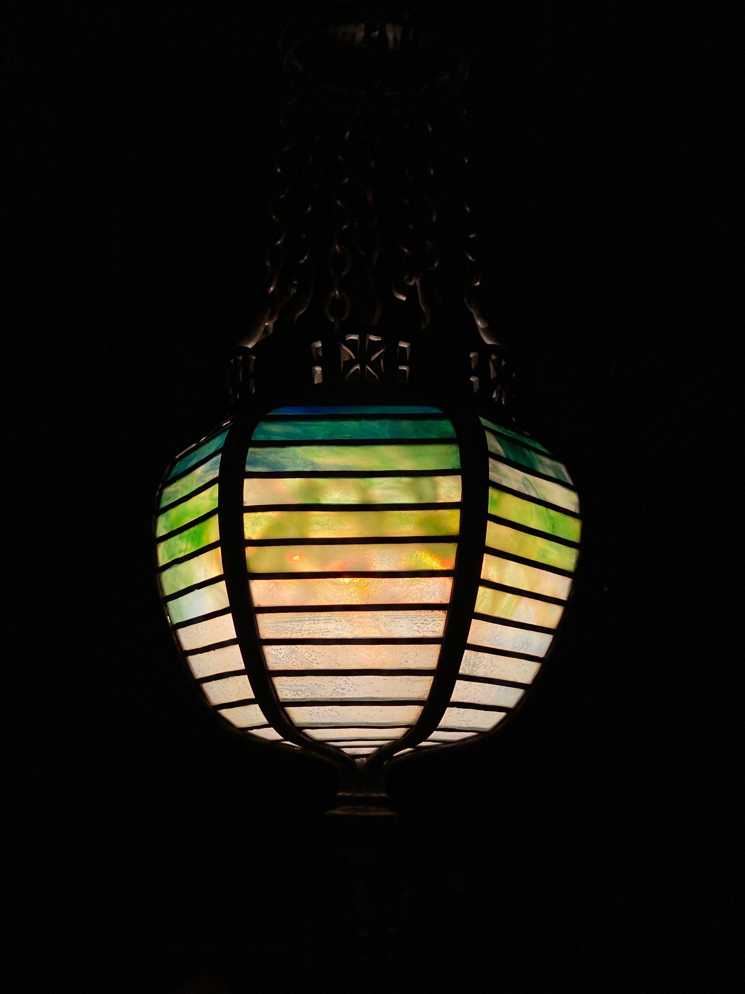 20th Century American Art Nouveau Moorish Geometric Lantern by Tiffany Studios