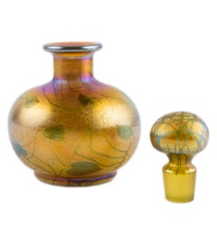 American Art Nouveau Tiffany Favrile Hearts and Vine Art Glass Perfume Bottle