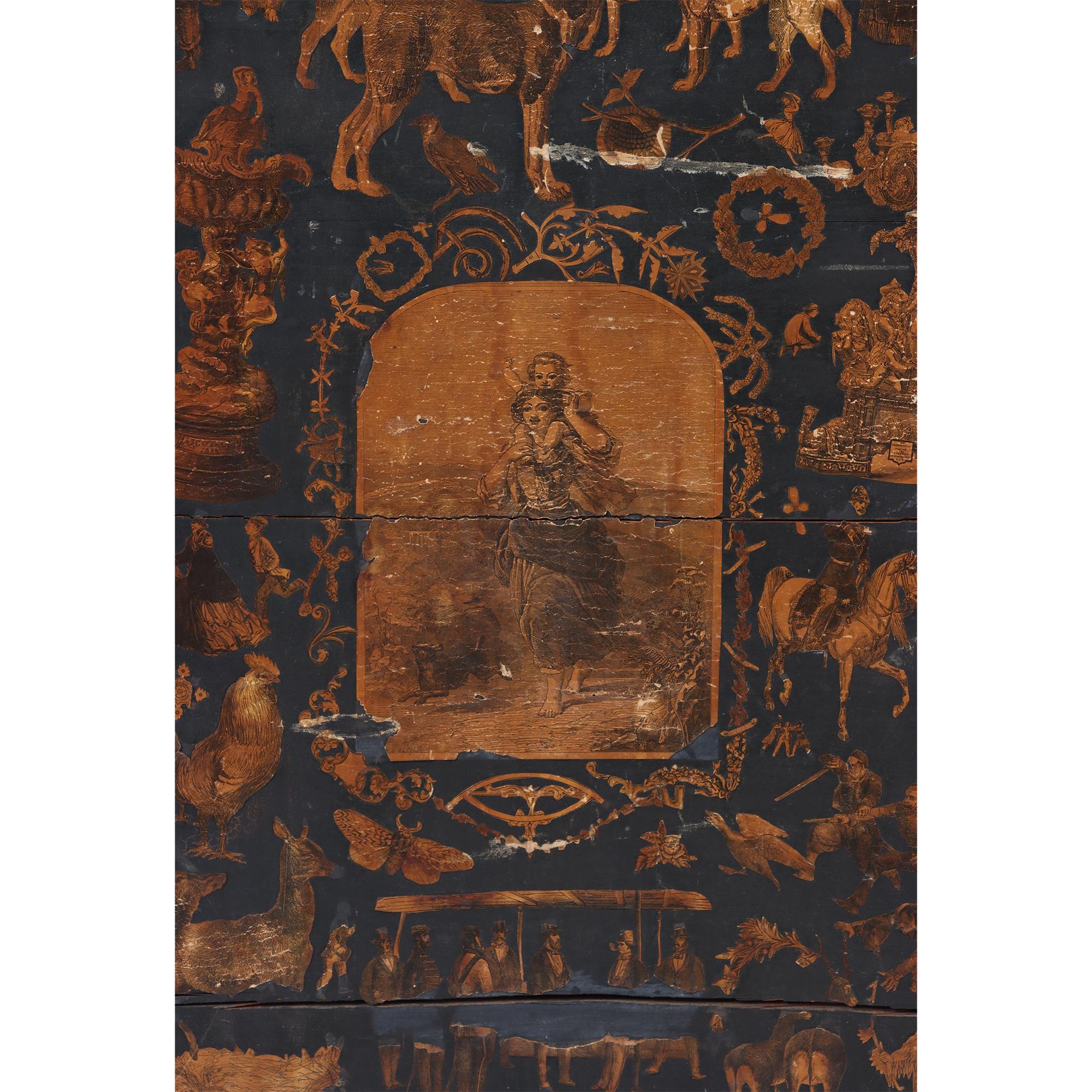 Amerikanische Decoupage-Vintage-Truhe/Sideboard, 19. Jahrhundert im Angebot 1