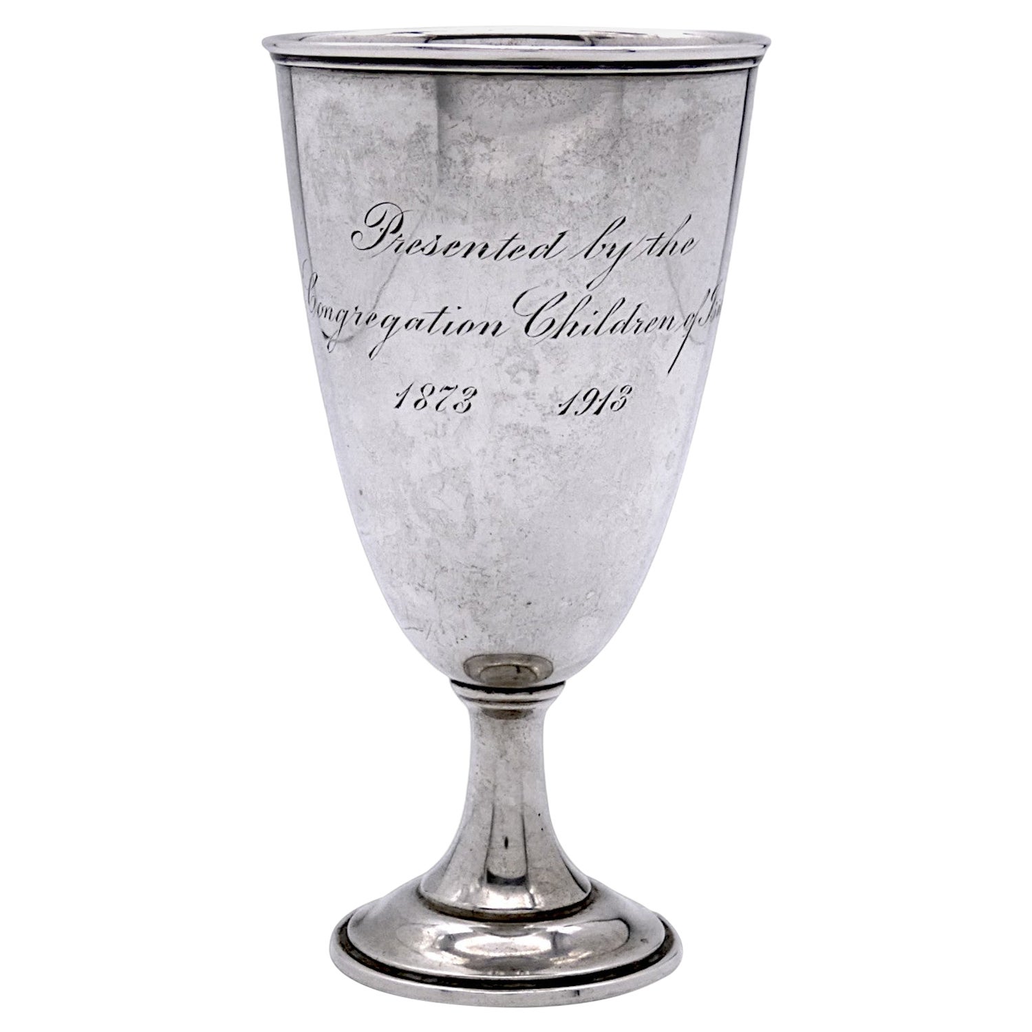 An American Dedicated Silver Kiddush Goblet, 1913 For Sale