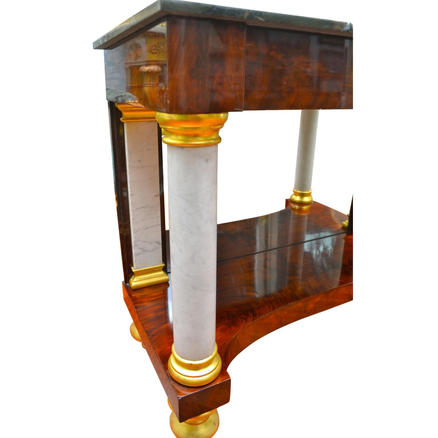 Hand-Crafted American Empire Mahogany and Marble Classical Console, NY, circa 1825 For Sale