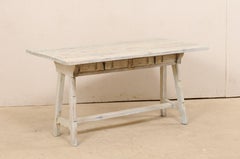 American Expandable Top Console Table with Sawhorse Legs, Mid-20th Century