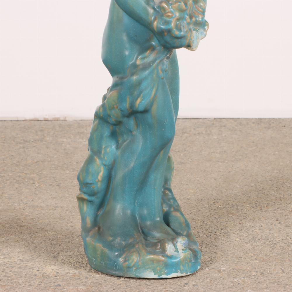 Art Deco An American glazed terracotta fountain figure, C. 1940. For Sale