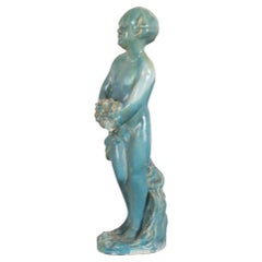 Antique An American glazed terracotta fountain figure, C. 1940.