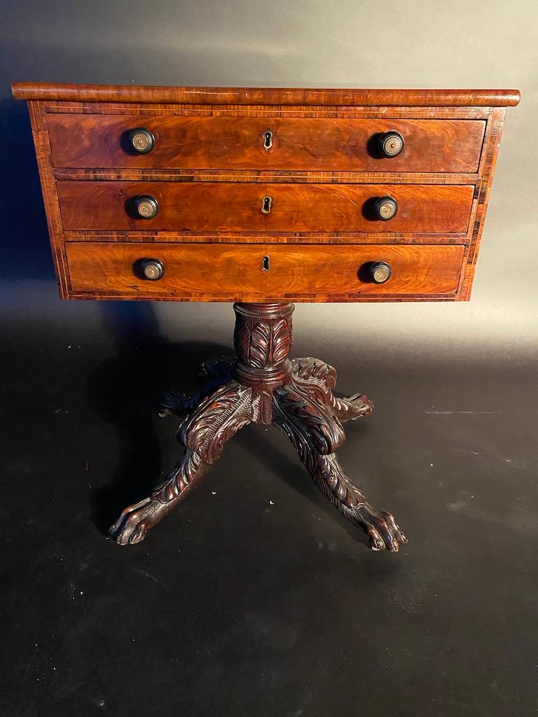 Early 19th Century American Mahogany Empire Side Table/ Sewing Table, Attributed to Duncan Phyfe For Sale