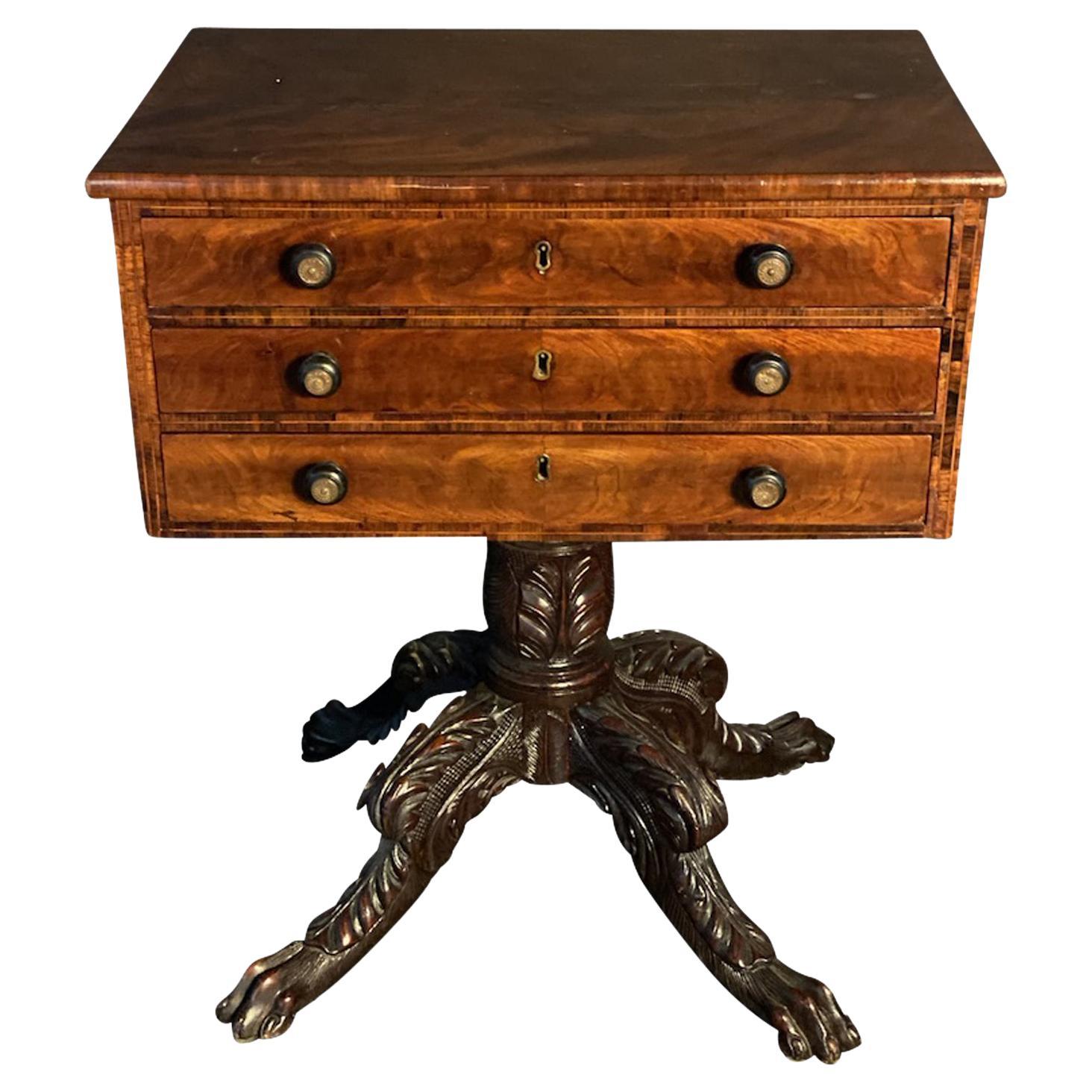 American Mahogany Empire Side Table/ Sewing Table, Attributed to Duncan Phyfe For Sale