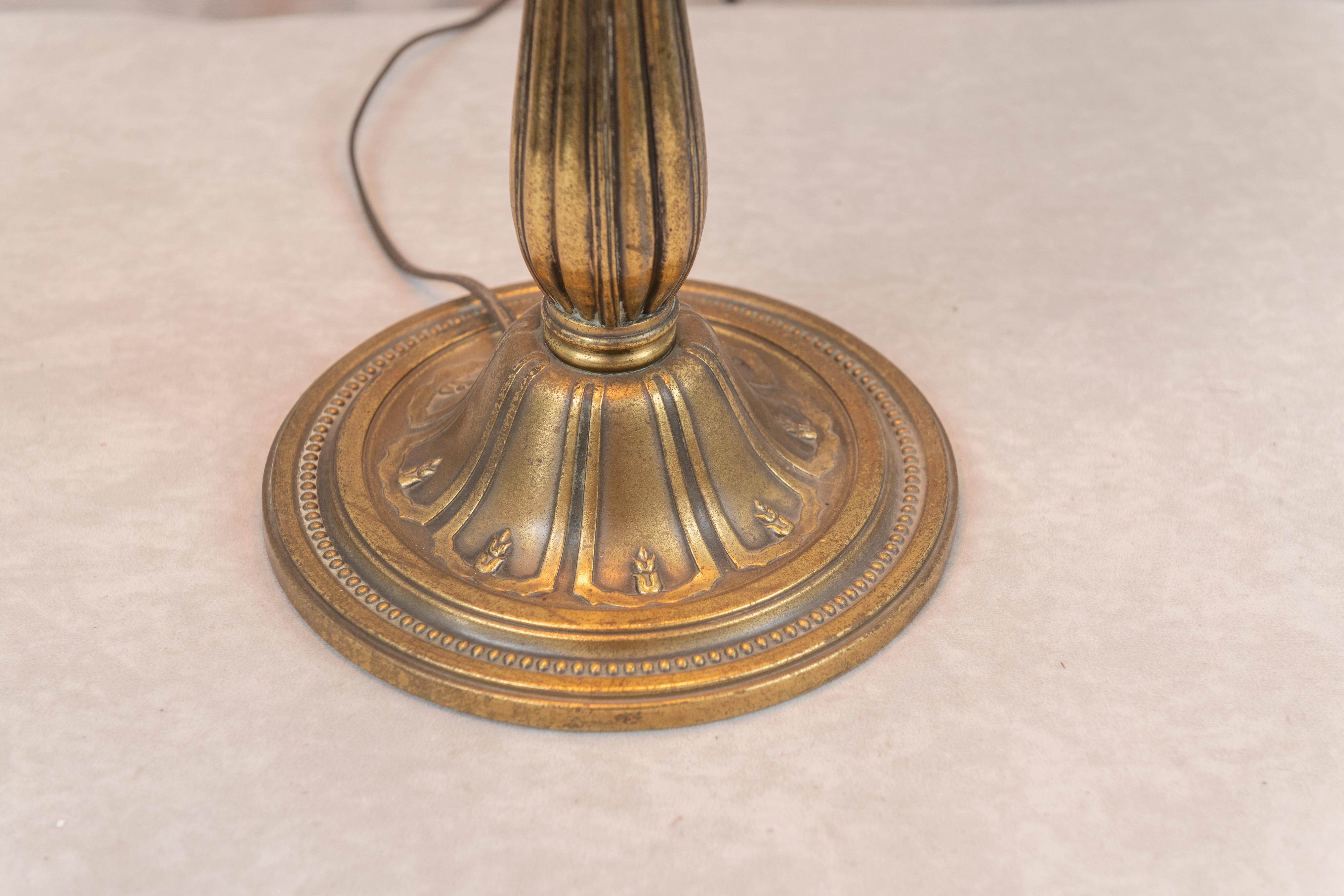 Cast An American Panel Lamp w/ Metal Overlay, Signed B & H, ca. 1915 For Sale