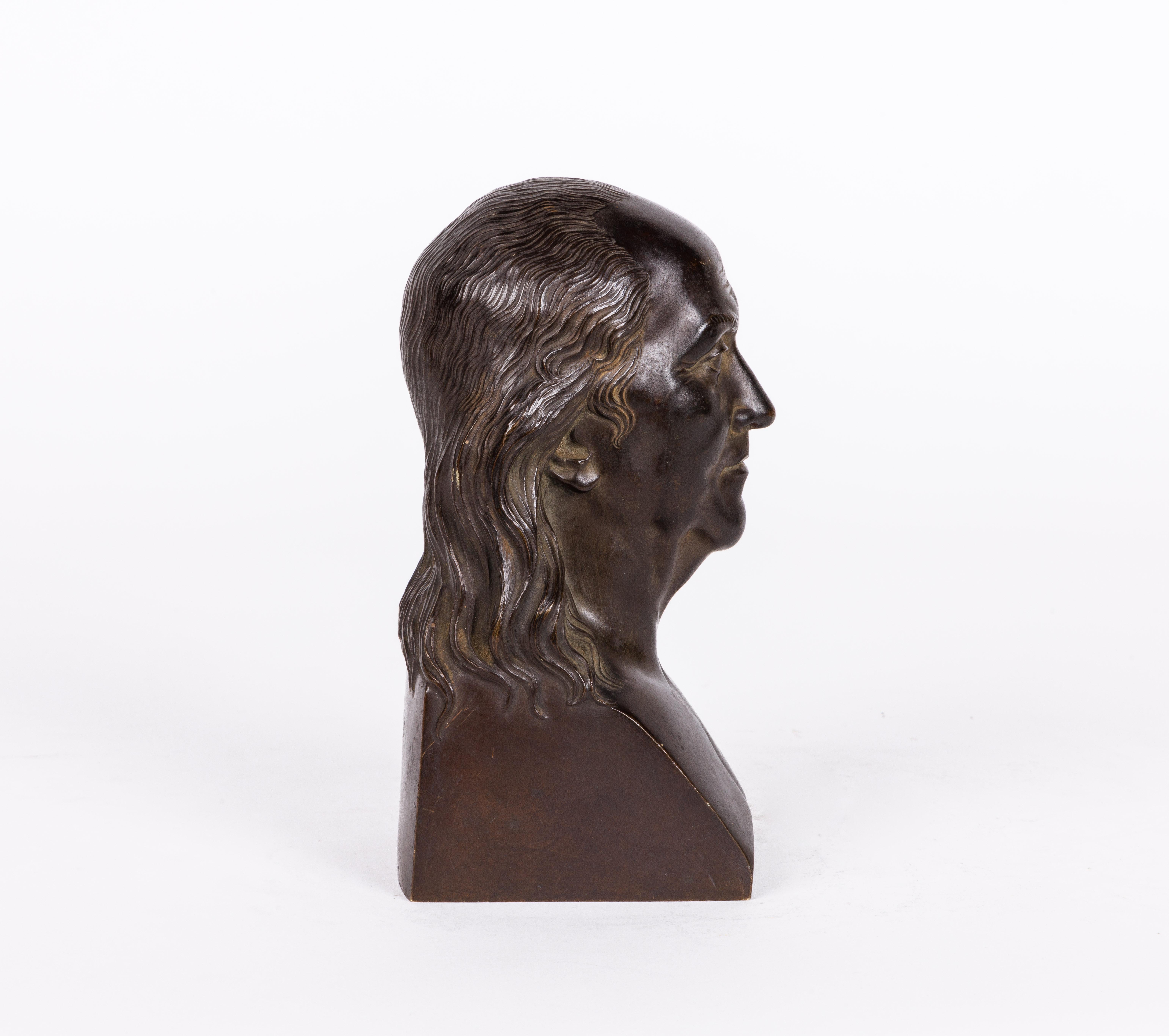 An American patinated bronze bust of Benjamin Franklin, C. 1850

Very nice quality and perfect size.

Measures: 7