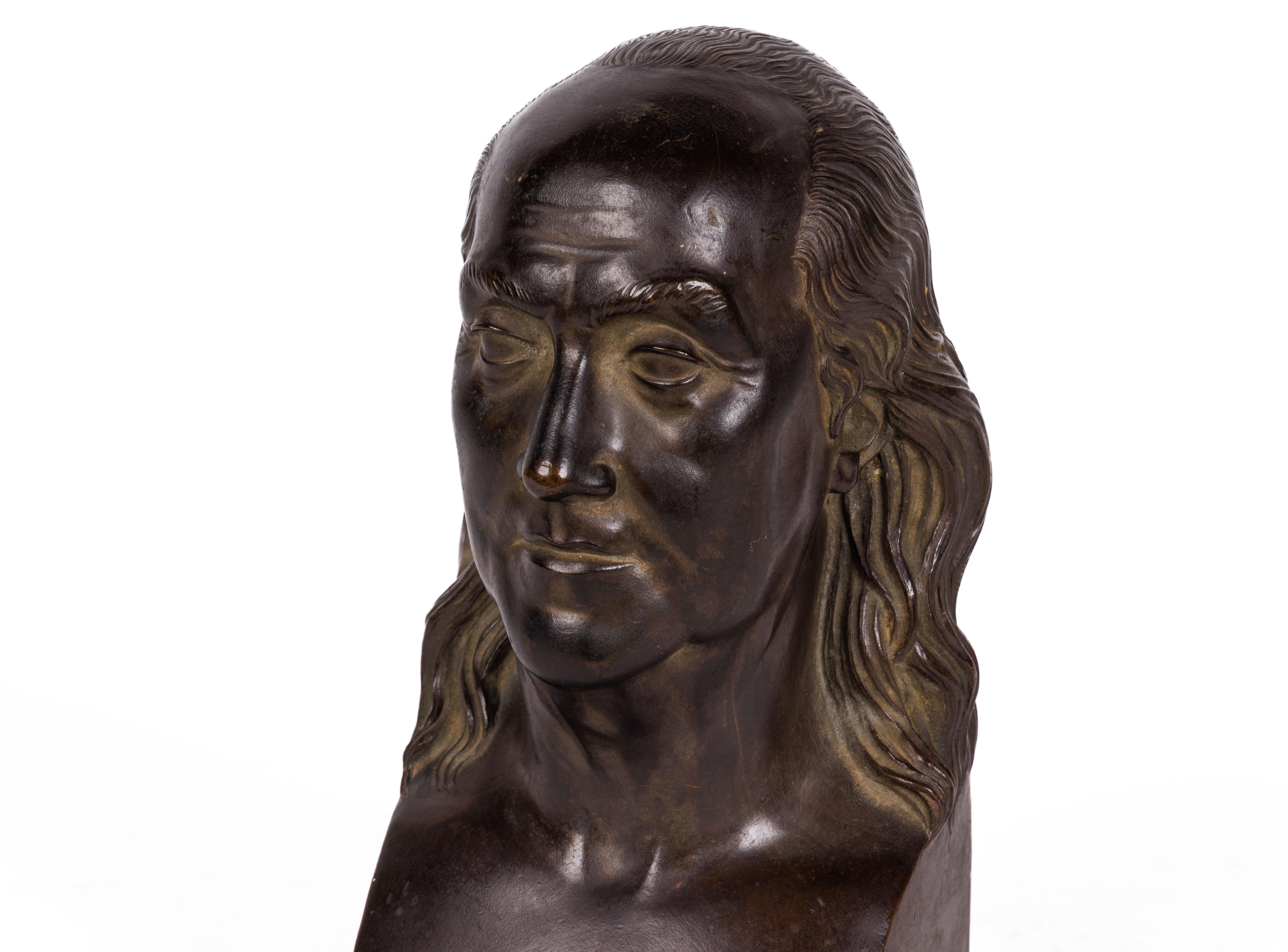 American Patinated Bronze Bust of Benjamin Franklin, C. 1850 2