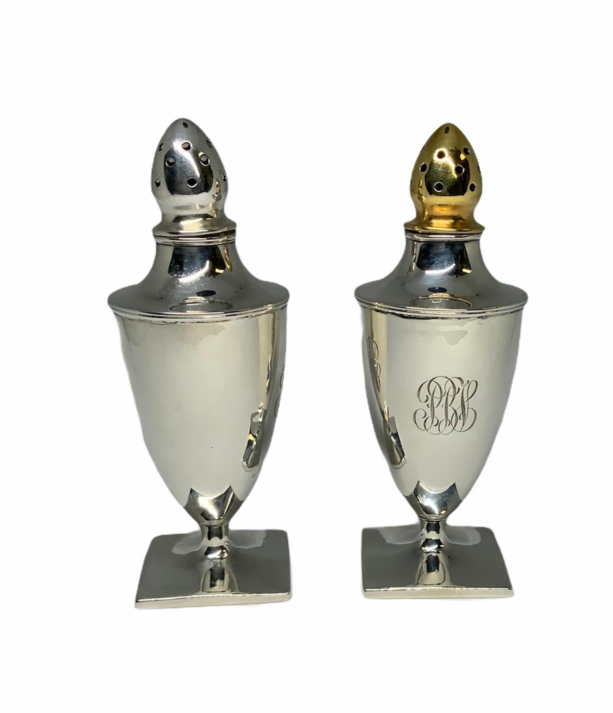 Molded American Set of Sterling Salt and Pepper Shakers