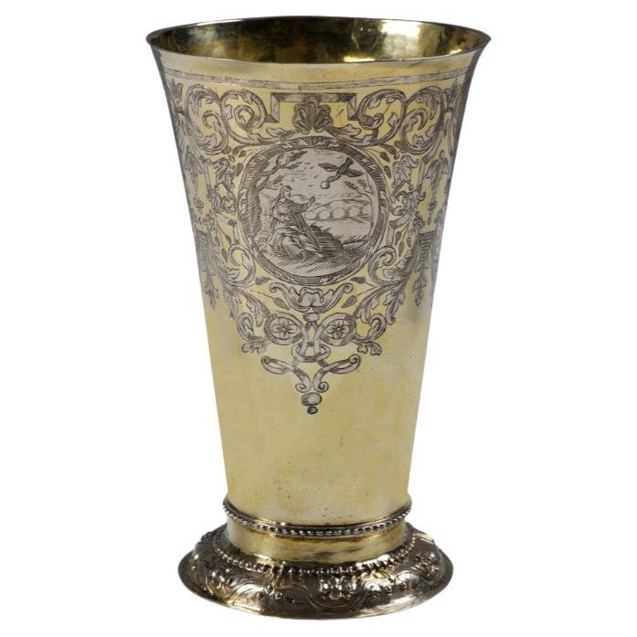 Vaso alemán de plata dorada, Samuel Birckenholtz, Fráncfort, circa 1710