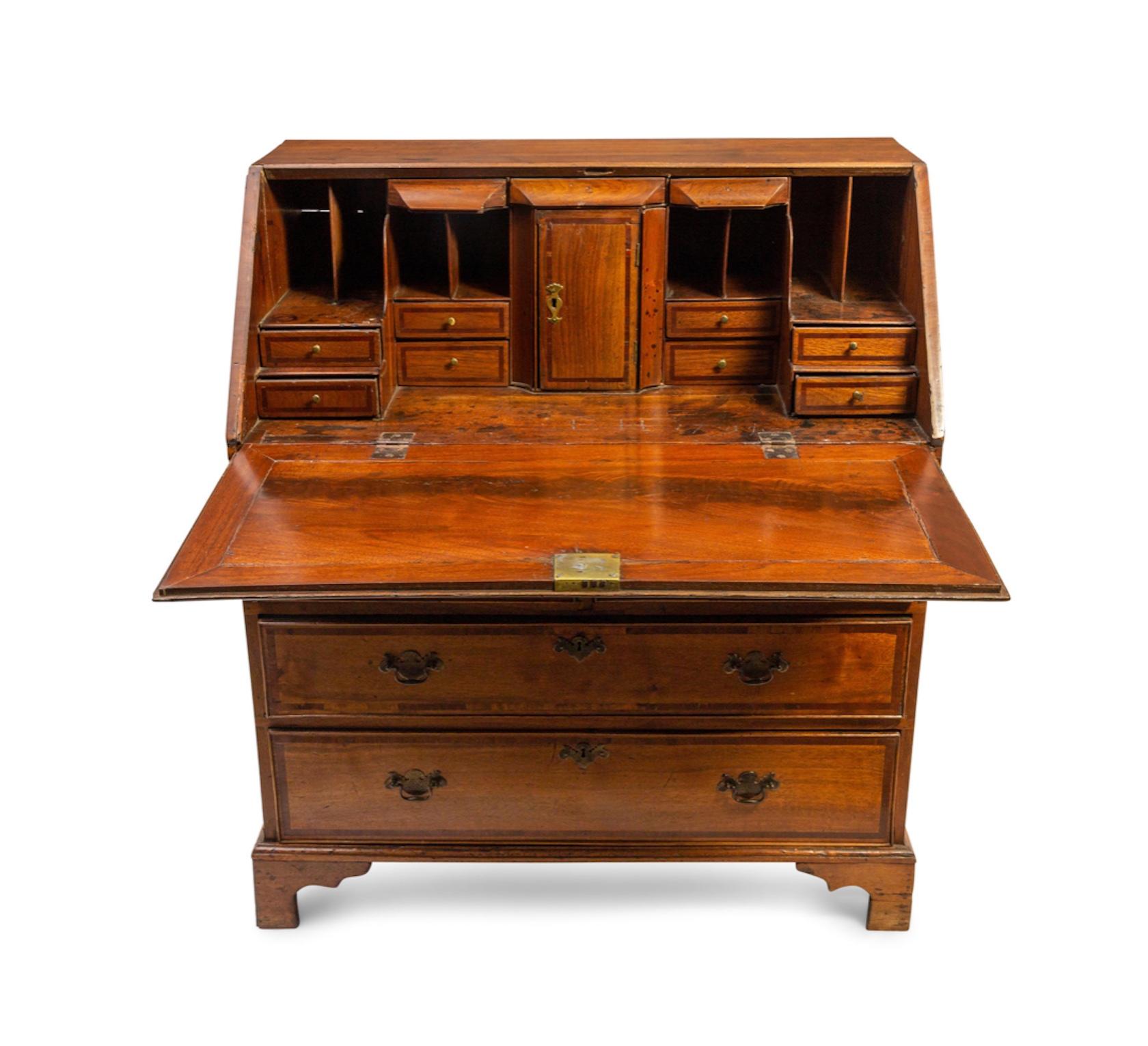 Mahogany An American Slant Front Desk 19th Century Height 44 x width 37 x depth 21 inches For Sale