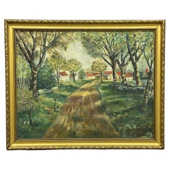 "Una escena callejera americana" Pintura de arte popular de R.V. DeVine, 1943