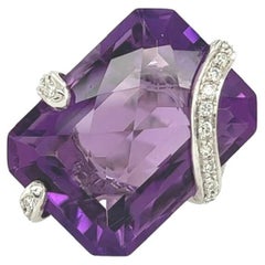Amethyst, Diamond and White Gold Ring