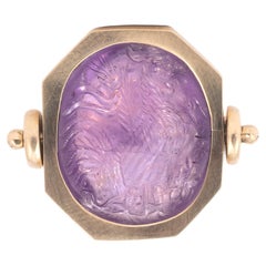 An Amethyst Intaglio Magical In Gold Ring Roman 3rd Century AD