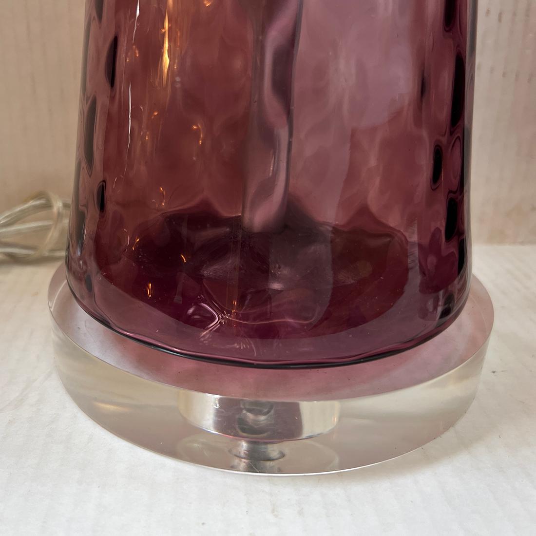 An Amethyst Murano Glass Lamp In Good Condition For Sale In New York, NY