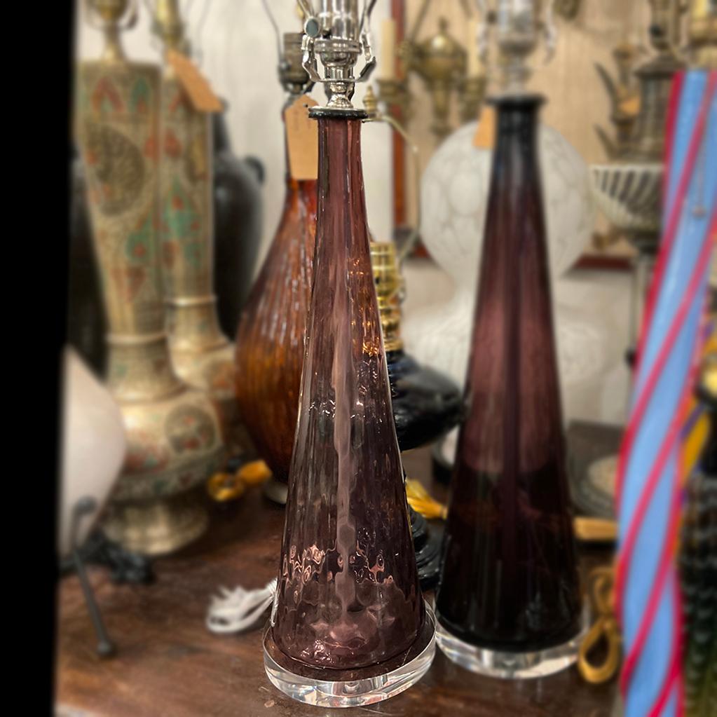 Mid-20th Century An Amethyst Murano Glass Lamp For Sale