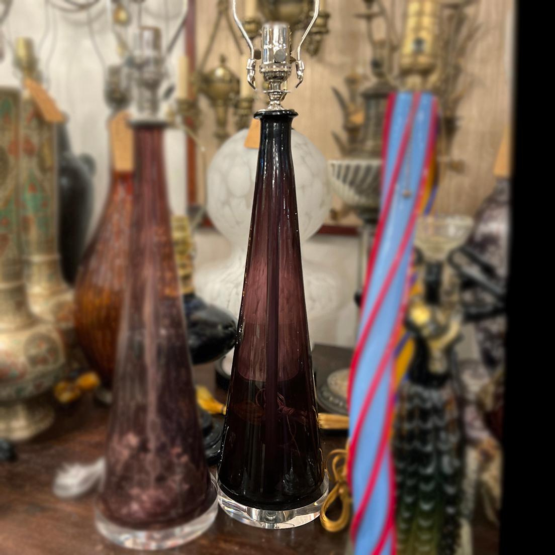 Blown Glass An Amethyst Murano Glass Lamp For Sale