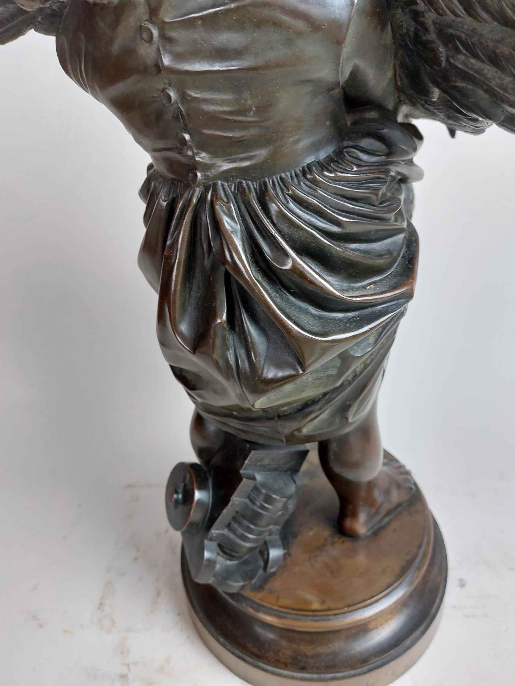 French Amusing 19th Century Italian Bronze of a Screaming Baby Holding a Cockerel For Sale