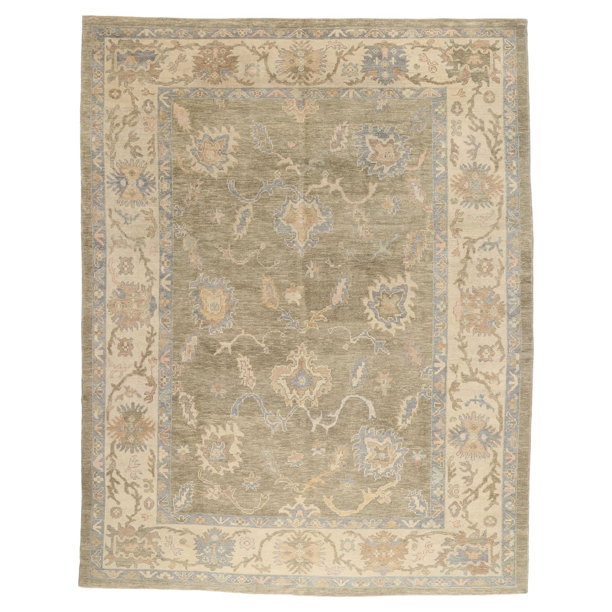 An Anatolian Garden Court: Modern Turkish Oushak Masterpiece of Refined Nobility