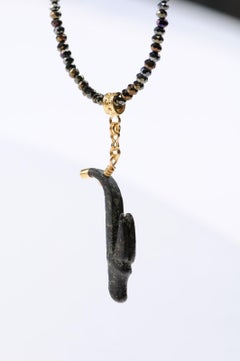 Ancient Bronze Spoon Fragment and 21-Karat Gold Pendant, Artisan Created