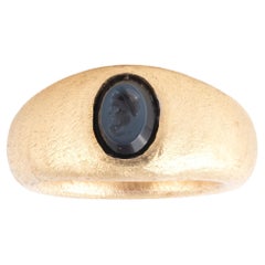 Ancient Roman Silenus Nicolo Intaglio Ringstone circa 1st-2nd century AD