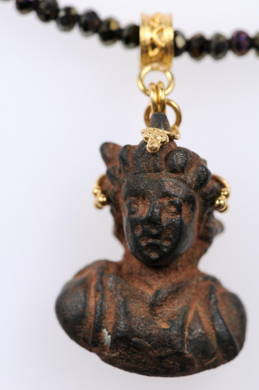 Ancient Roman Prince Bust Artifact Set in 21-Karat Gold Pendant 3