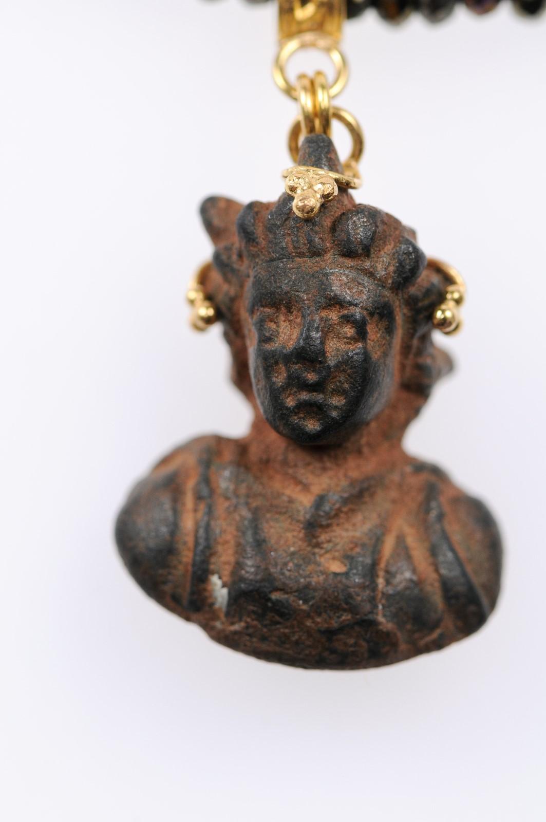 Ancient Roman Prince Bust Artifact Set in 21-Karat Gold Pendant 4