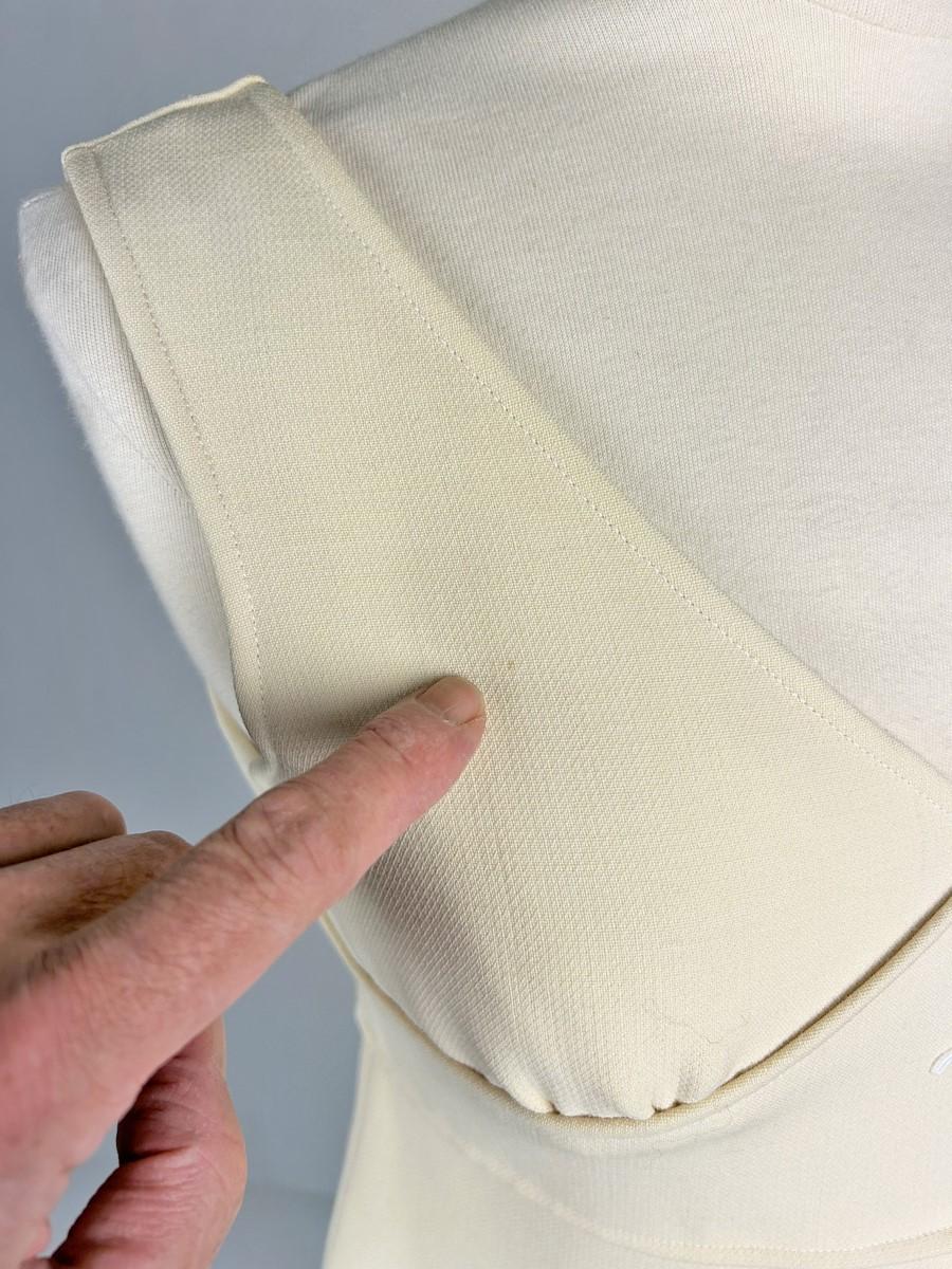 An André Courrèges Couture Future beige jersey mini dress - French Circa 1970 For Sale 8