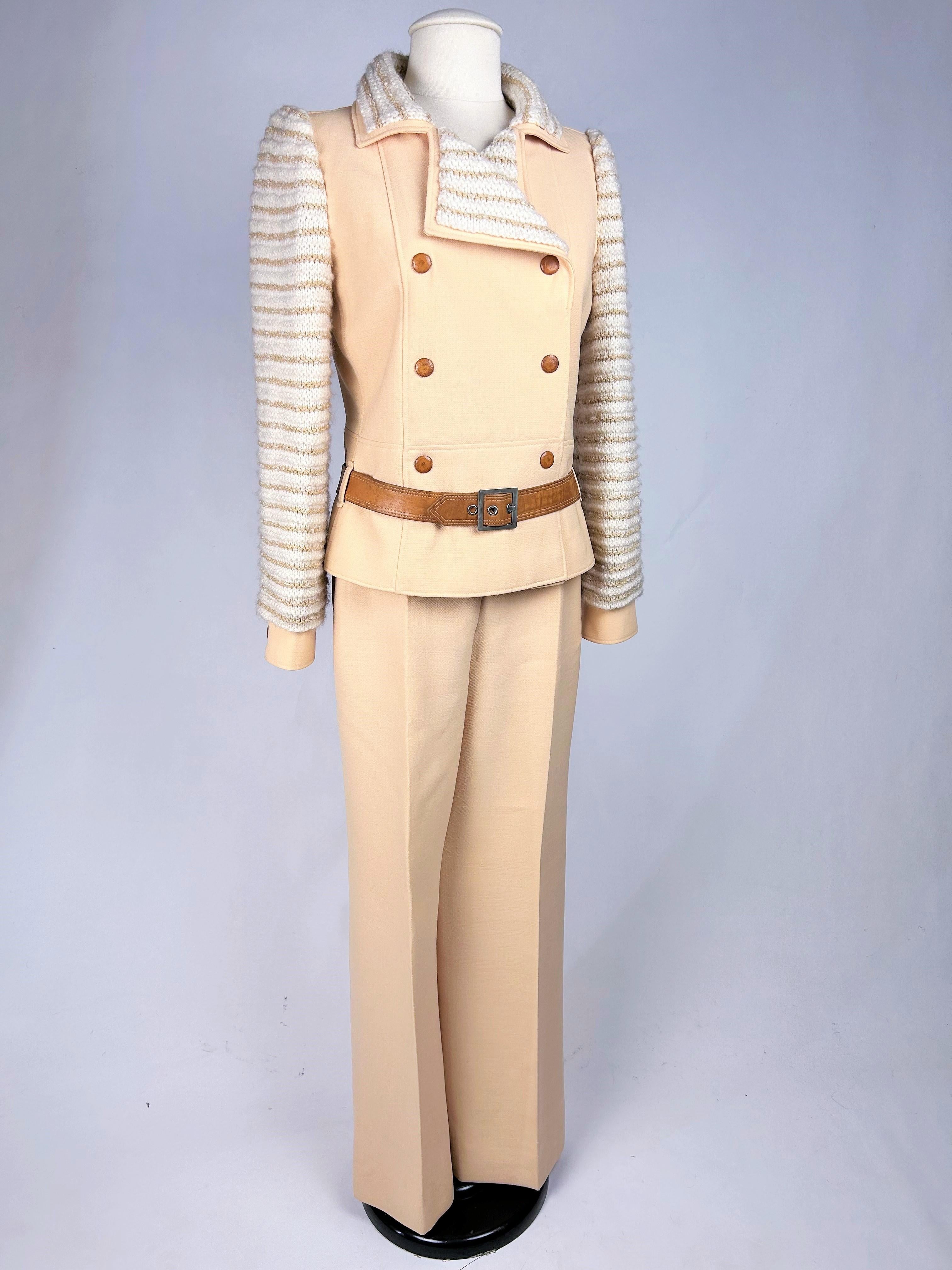 Women's An André Courrèges Couture Future jersey and mohair trouser suit Circa 1975