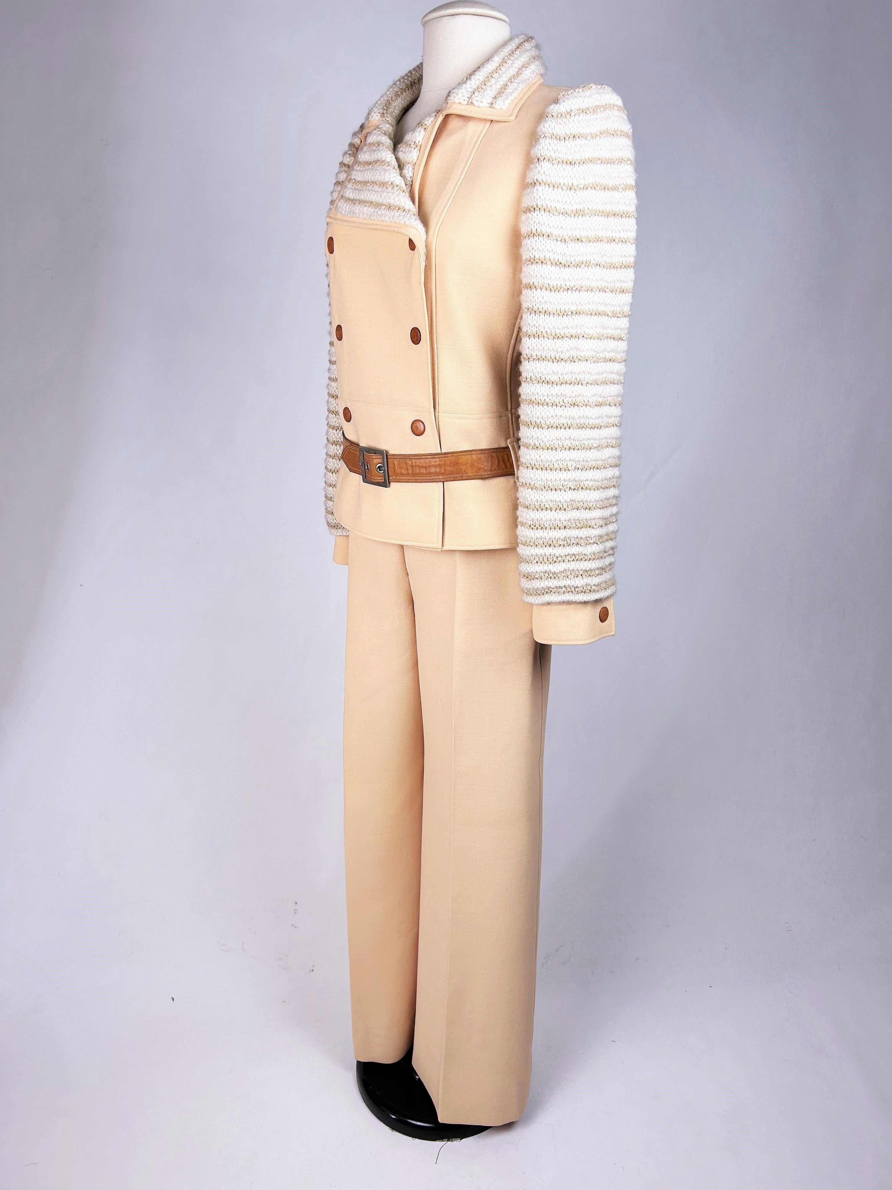 An André Courrèges Couture Future jersey and mohair trouser suit Circa 1975 2